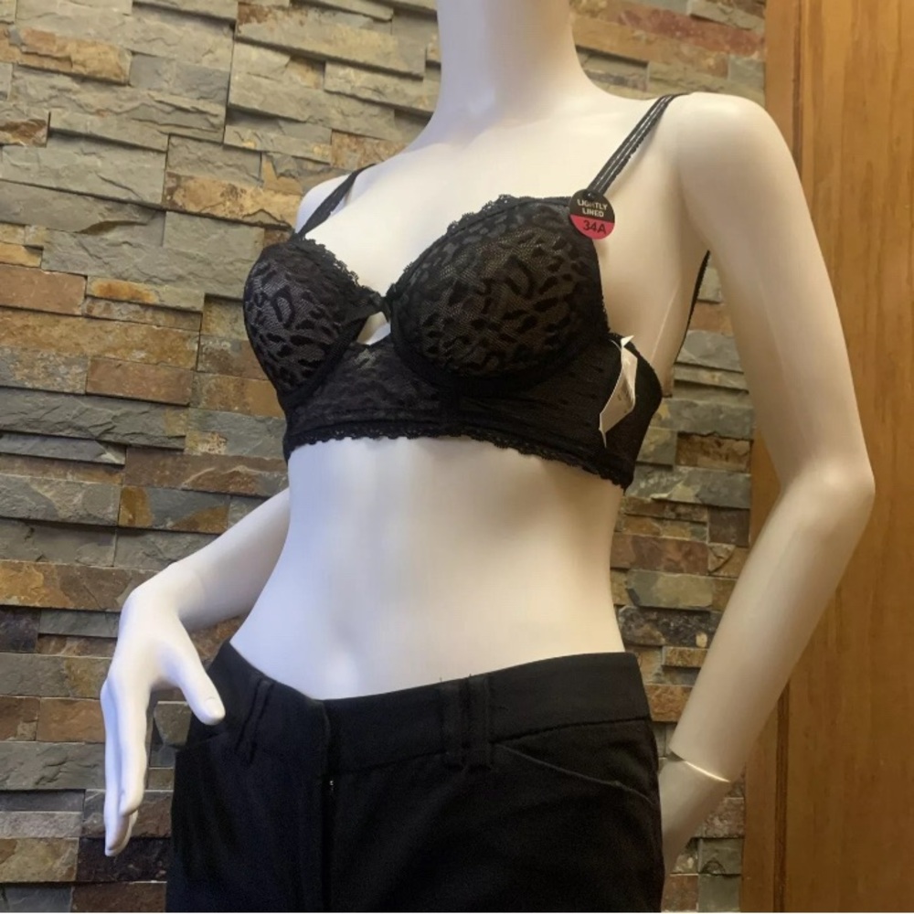 Fredericks Of Hollywood Black Lace Lightly Lined 34a $40